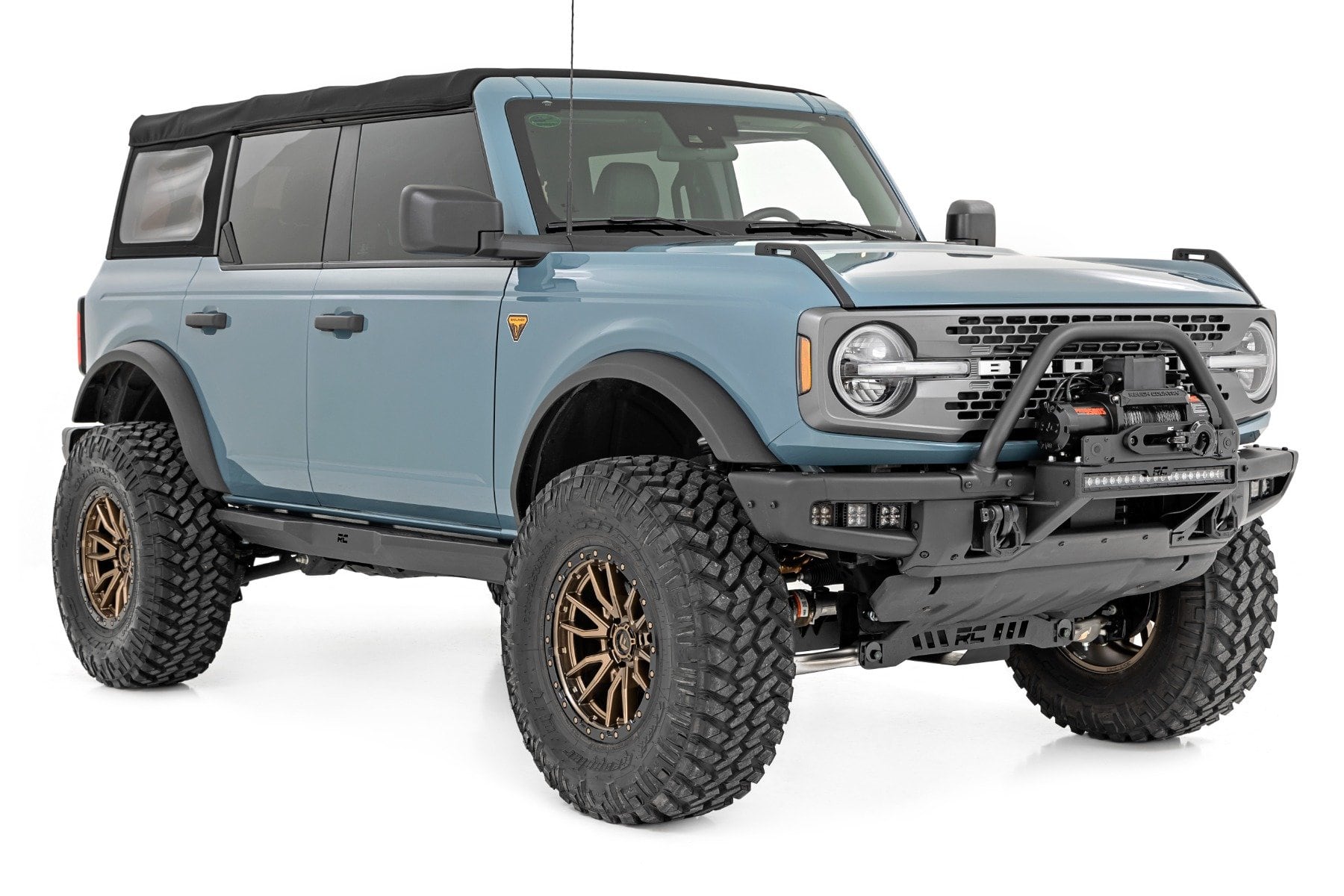 High Winch Mount | All Models | 12000S | 20 Inch Black Single Row LED | Ford Bronco (21-25) - Image 3