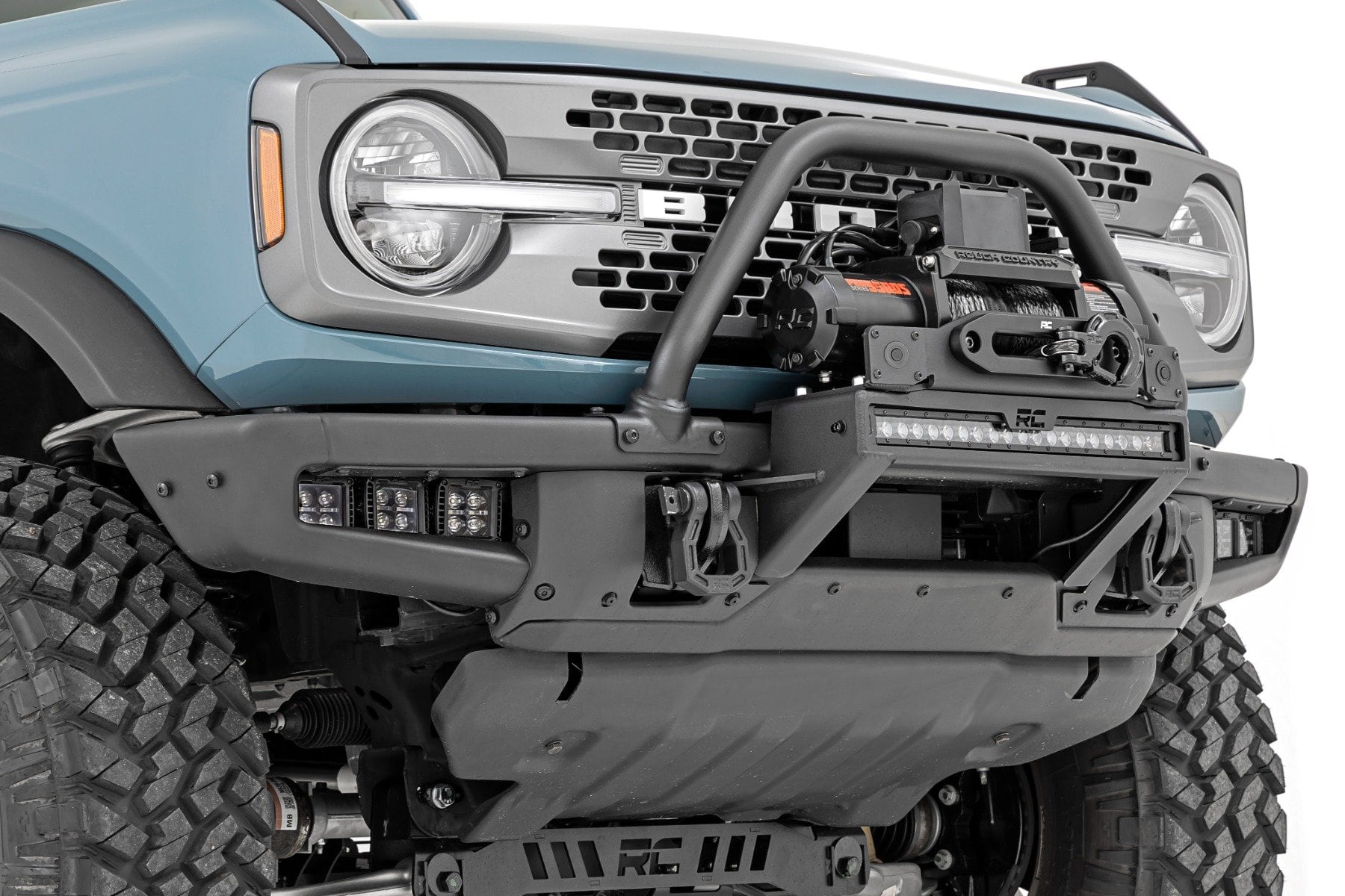 High Winch Mount | All Models | 12000S | 20 Inch Black Single Row LED | Ford Bronco (21-25) - Image 2