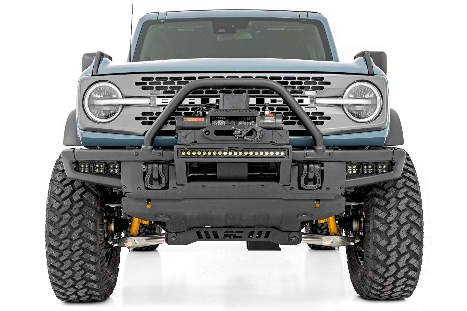 High Winch Mount | All Models | 12000S | 20 Inch Black Single Row LED | Ford Bronco (21-25) - Image 4