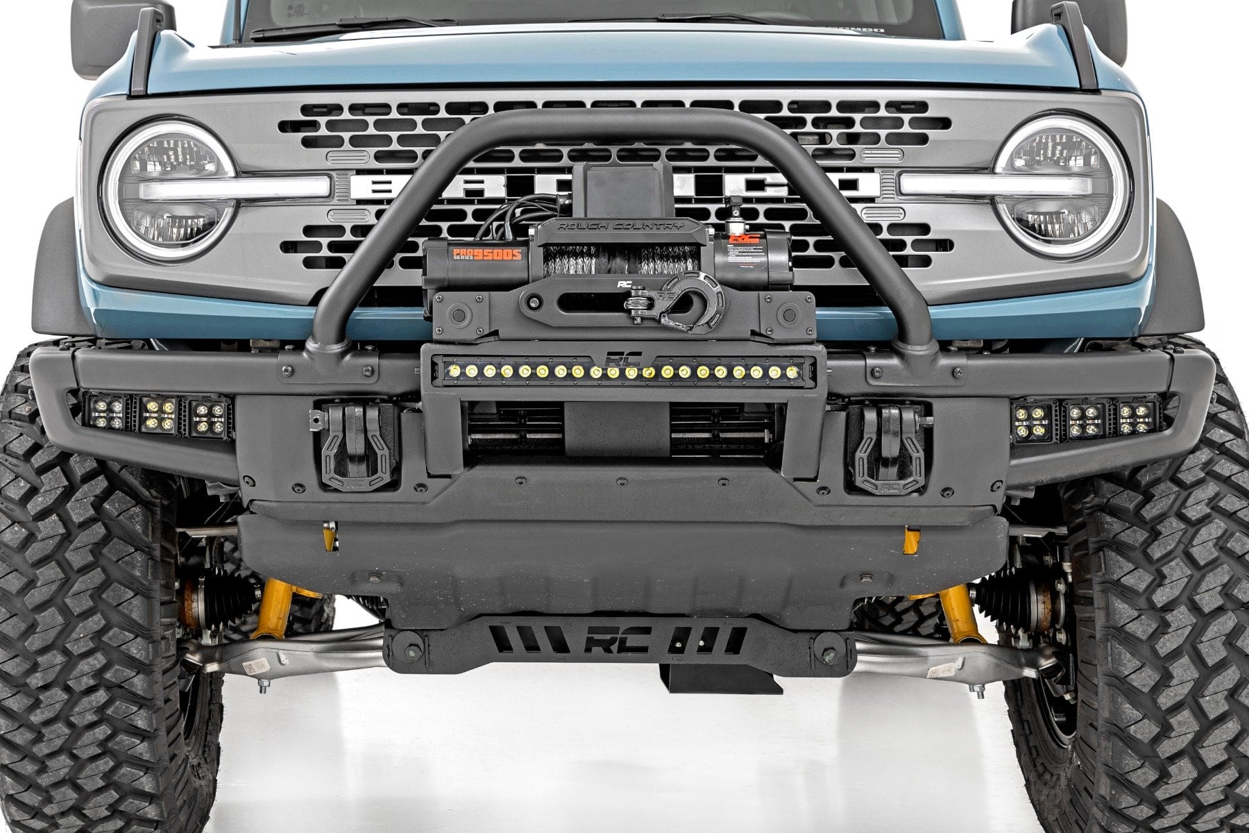 High Winch Mount | All Models | 12000S | 20 Inch Black Single Row LED | Ford Bronco (21-25) - Image 5