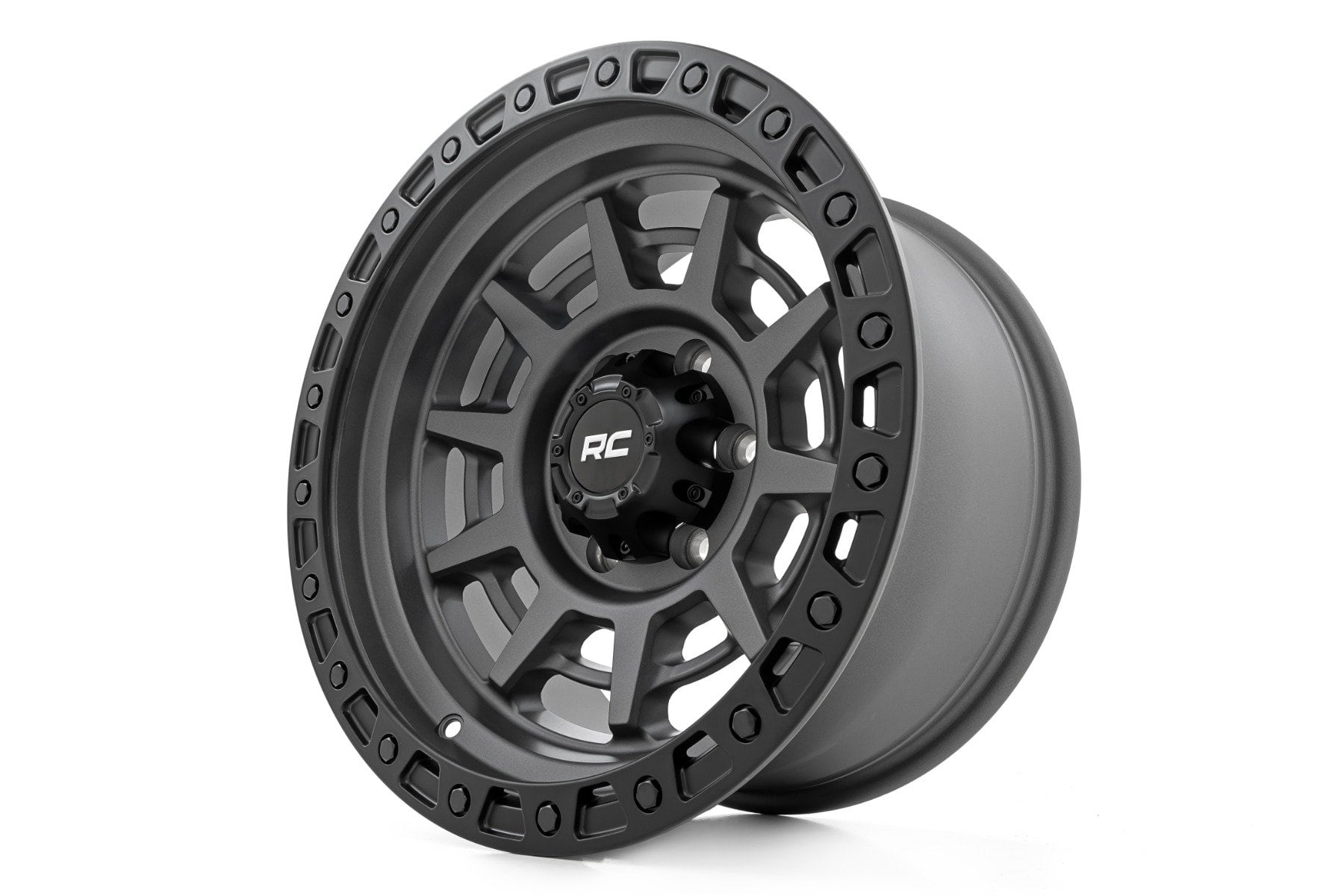 Rough Country 85 Series Wheel | Simulated Beadlock | Gunmetal Gray/Black | 17x9 | 8x170 | -12 - Image 4