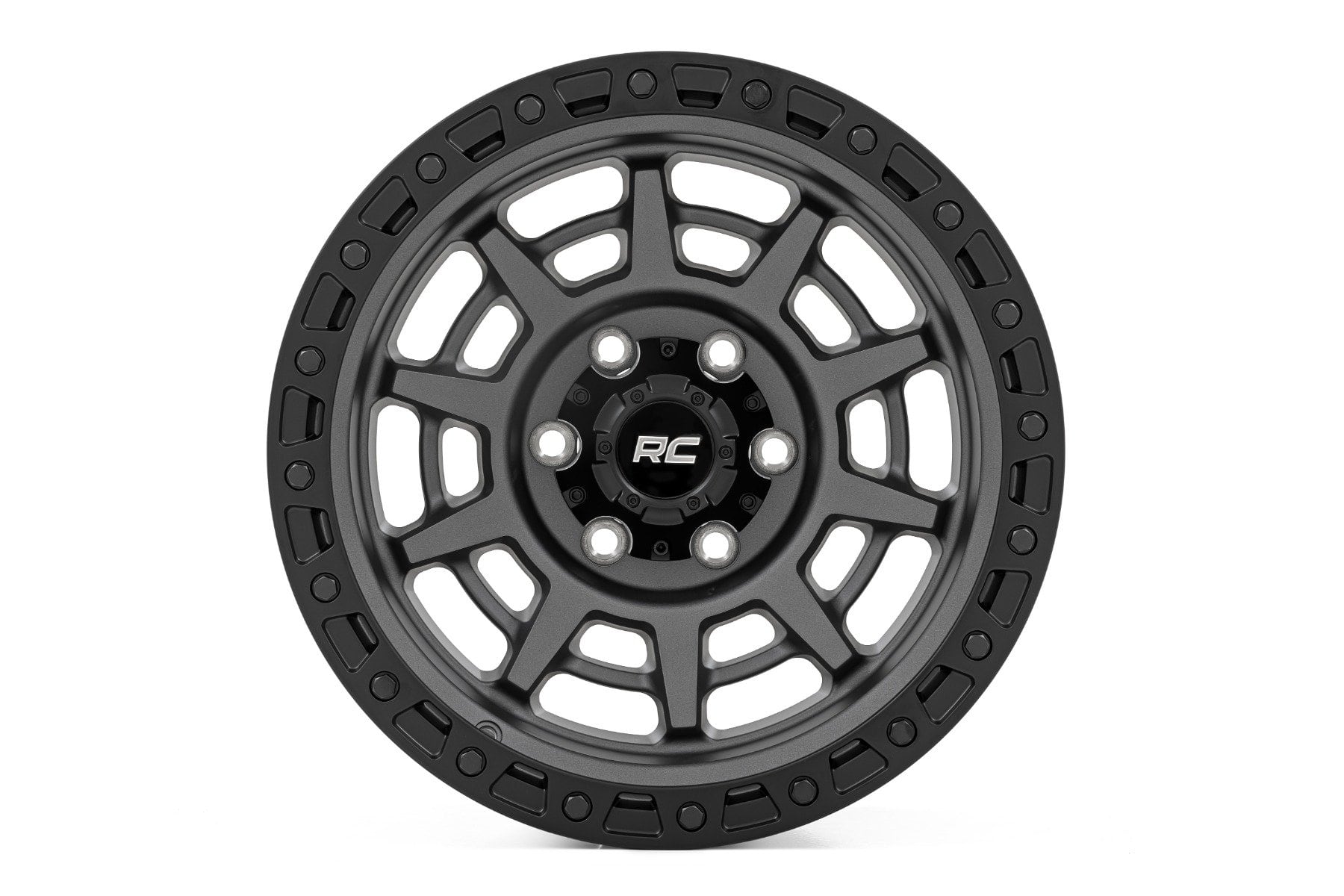 Rough Country 85 Series Wheel | Simulated Beadlock | Gunmetal Gray/Black | 17x9 | 5x5 | -12mm - Image 2