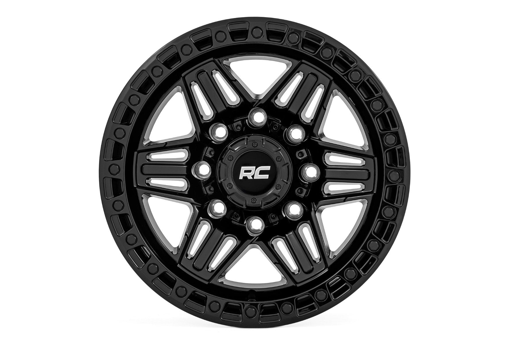 Rough Country 76 Series Wheel | Simulated Bead Lock | Gloss Black | 17x9 | 5x4.5 | +0mm - Image 2