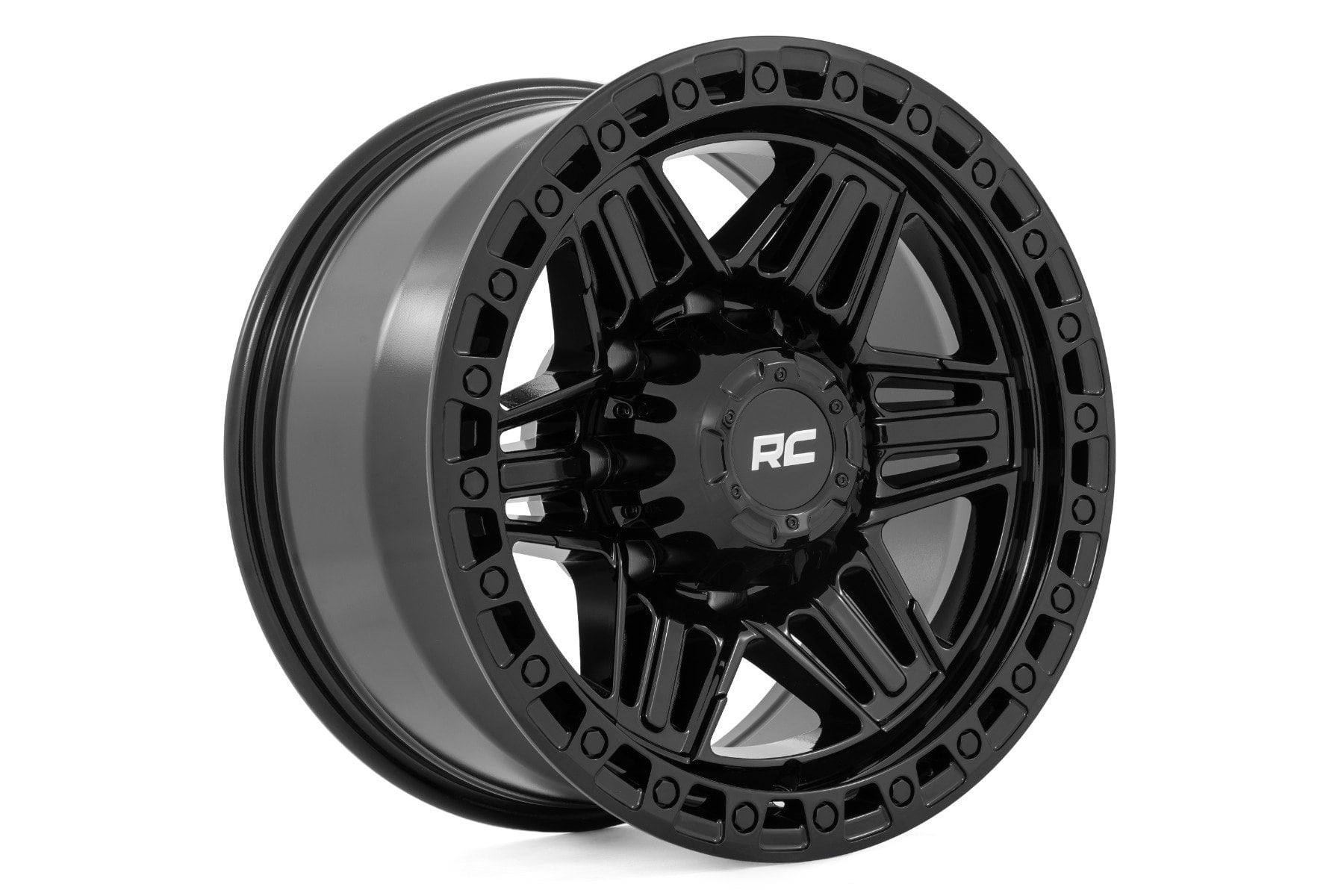 Rough Country 76 Series Wheel | Simulated Bead Lock | Gloss Black | 17x9 | 5x4.5 | +0mm - Image 3