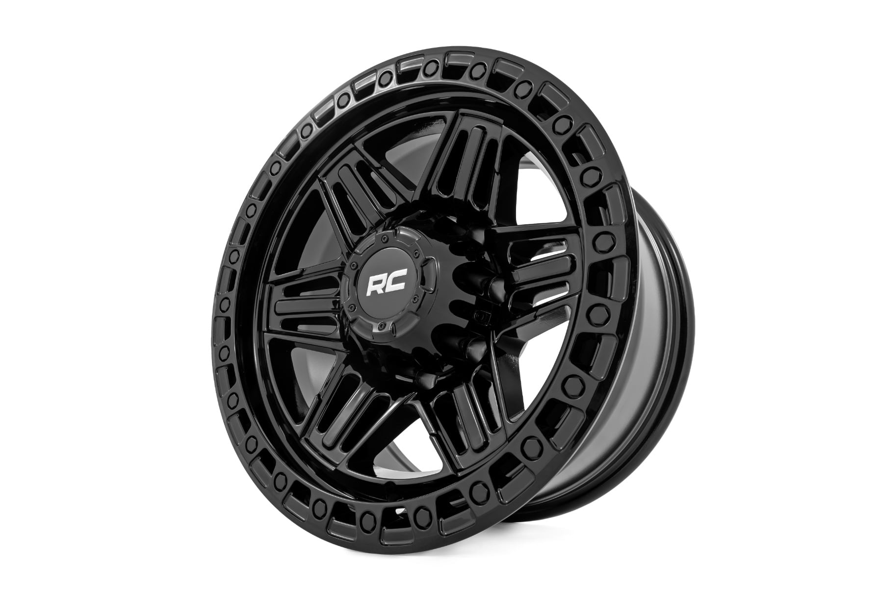 Rough Country 76 Series Wheel | Simulated Bead Lock | Gloss Black | 17x9 | 5x4.5 | +0mm - Image 4
