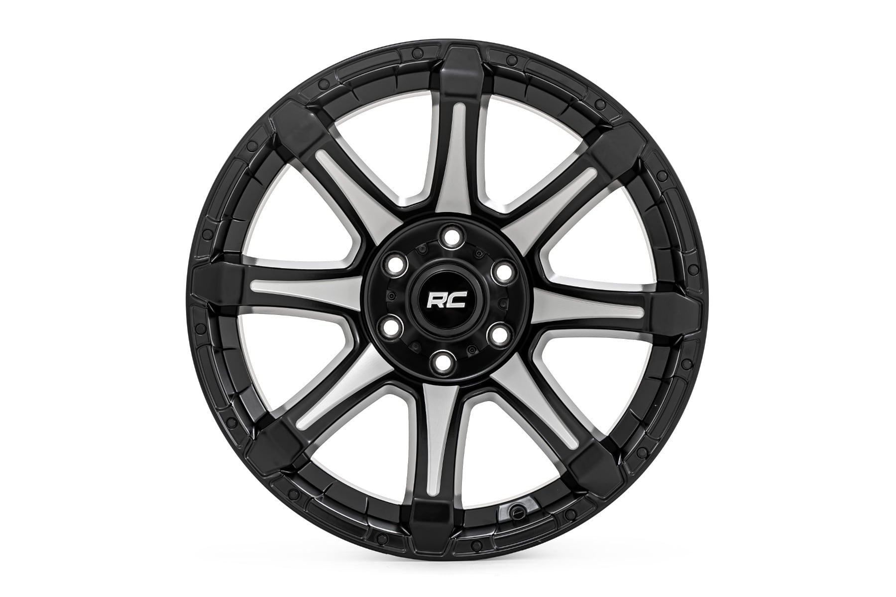 Rough Country 81 Series Wheel | One-Piece | Semi Gloss Black w/machined spokes | 20x10 | 6x5.5 | -19 - Image 2