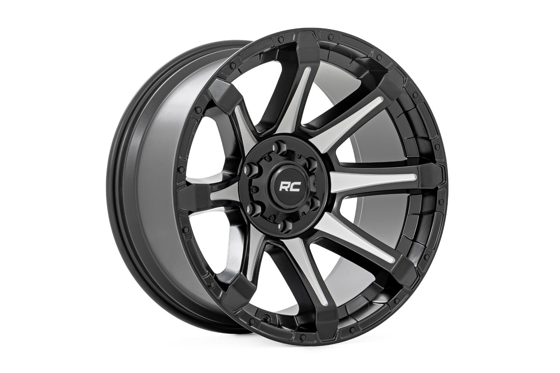 Rough Country 81 Series Wheel | One-Piece | Semi Gloss Black w/machined spokes | 20x9 | 5x150 | +18m - Image 3
