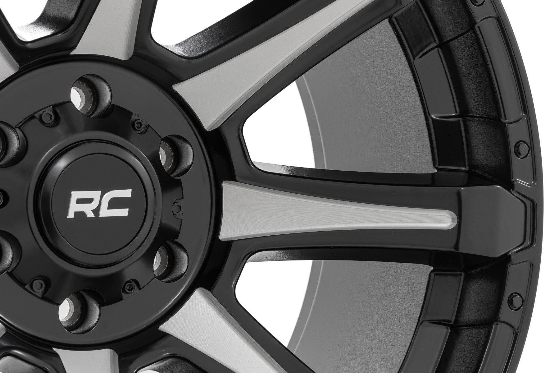Rough Country 81 Series Wheel | One-Piece | Semi Gloss Black w/machined spokes | 20x9 | 8x180 | 0mm - Image 5