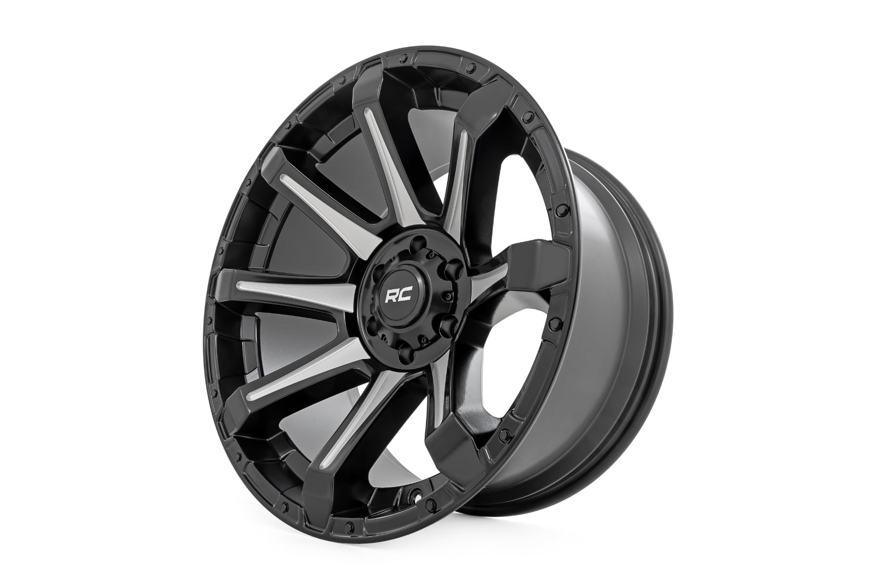 Rough Country 81 Series Wheel | One-Piece | Semi Gloss Black w/machined spokes | 20x9 | 5x5.5 | 0mm - Image 4