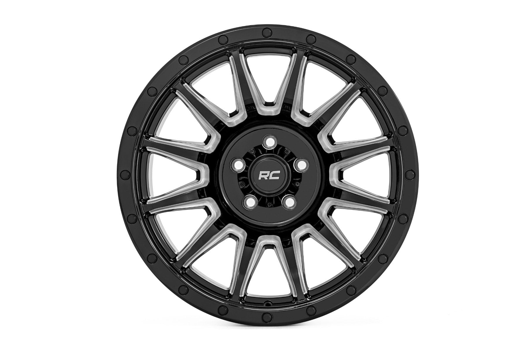 Rough Country 90 Series Wheel | One-Piece | Gloss Black w/machined spokes | 20x10 | 8x170 | -19mm - Image 2