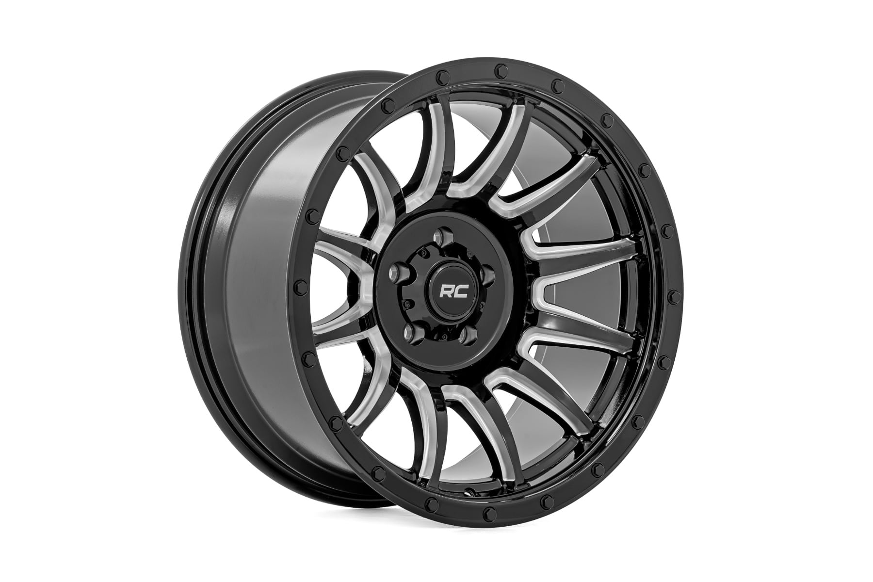 Rough Country 90 Series Wheel | One-Piece | Gloss Black w/machined spokes | 20x9 | 6x5.5 | -12mm - Image 3