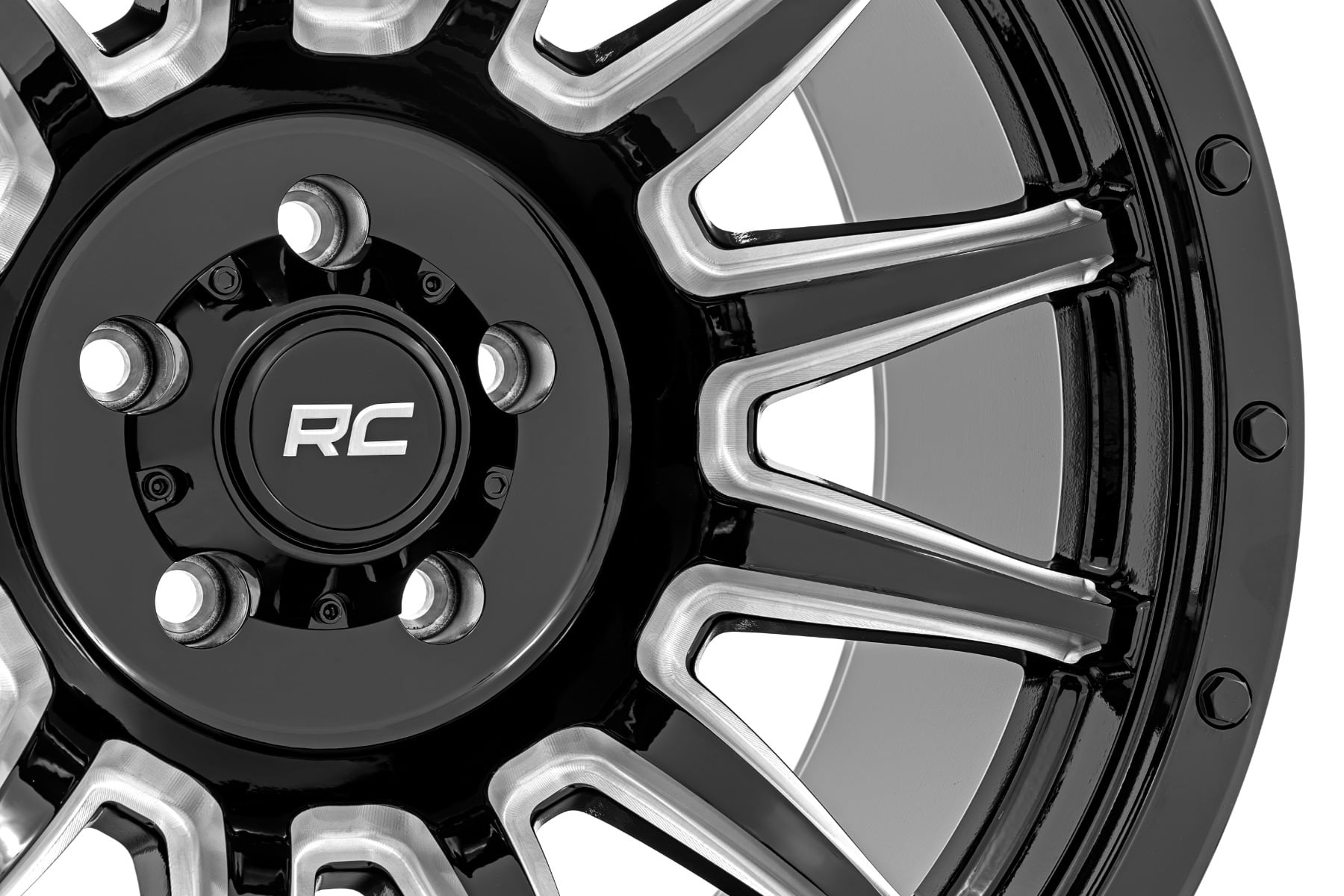 Rough Country 90 Series Wheel | One-Piece | Gloss Black w/machined spokes | 18x9 | 6x5.5 | 0mm - Image 5