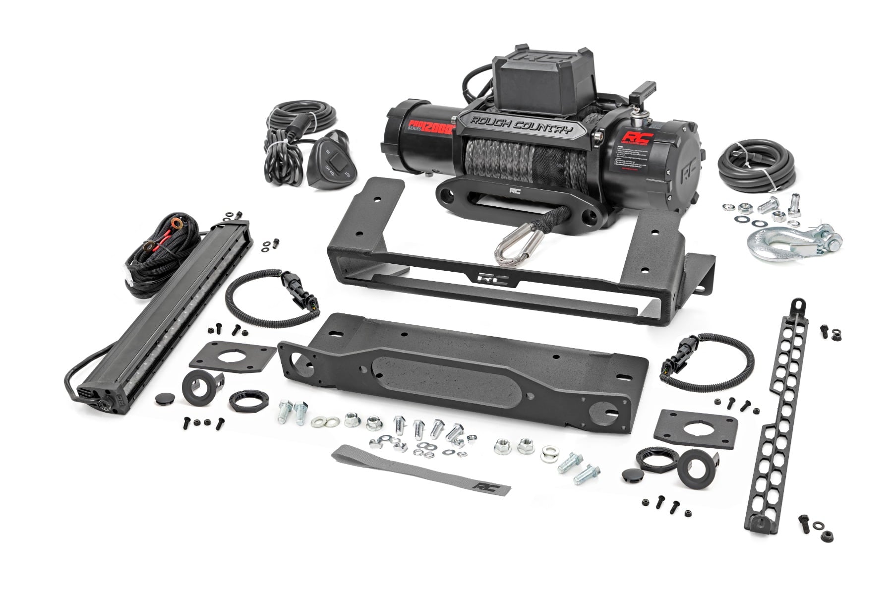 High Winch Mount | All Models | 12000S | 20 Inch Black Single Row LED | Ford Bronco (21-25)