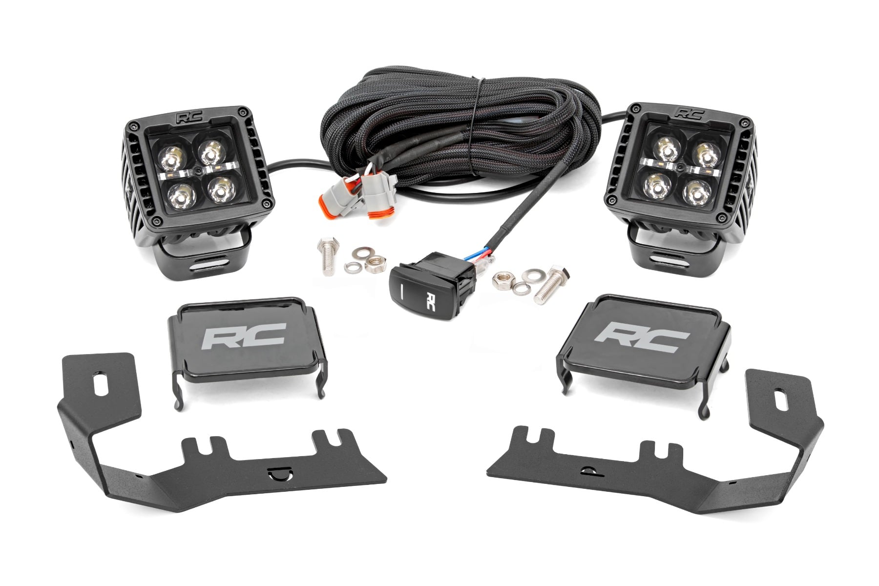 LED Ditch Light Kit | 2in Black Pair | Amber DRL | Chevy/GMC 1500 (14-18 & Classic)