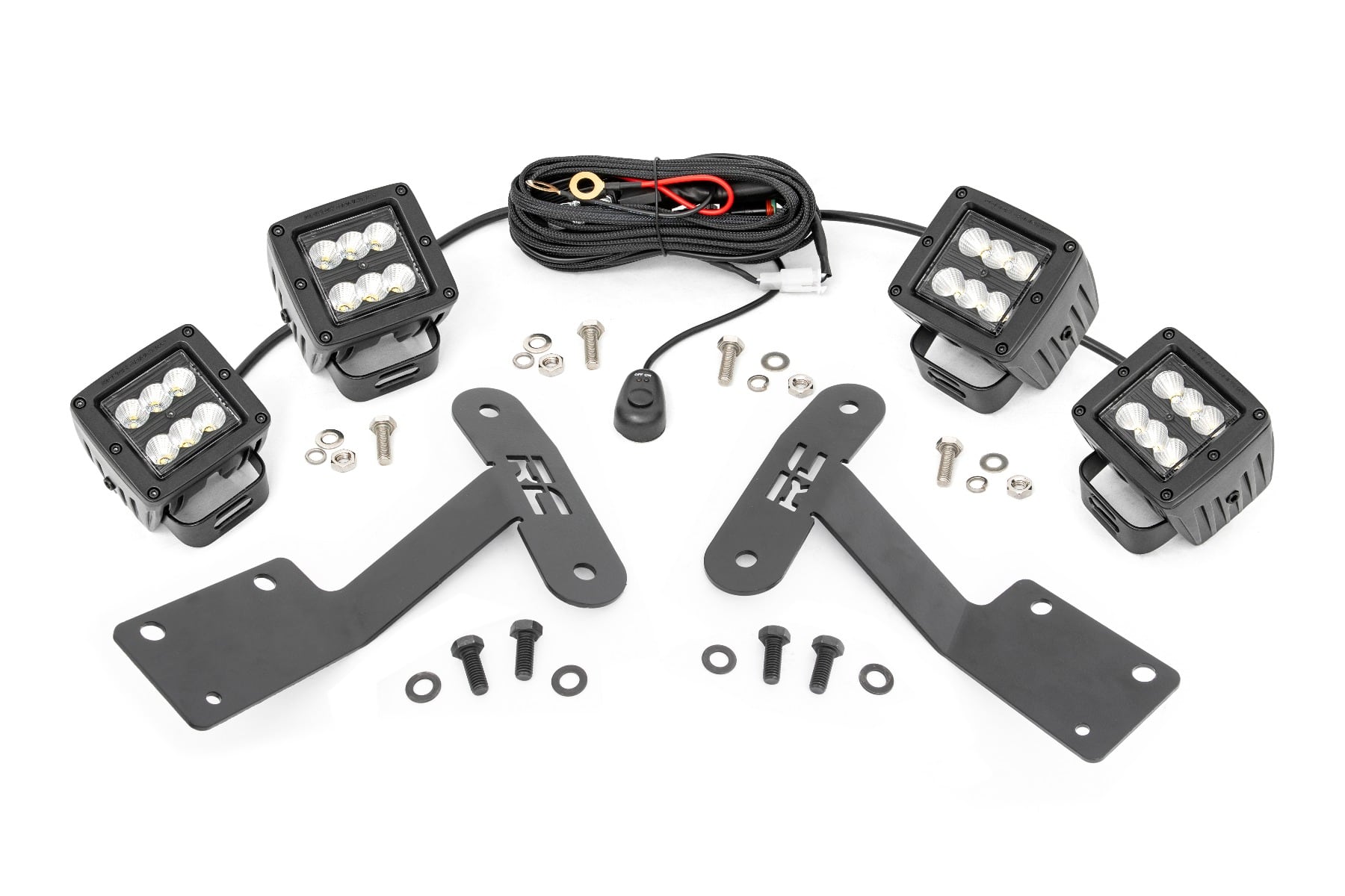 LED Light Kit | Ditch Mount | Dual 2" Black Pairs | Flood | Toyota Tundra (14-21)