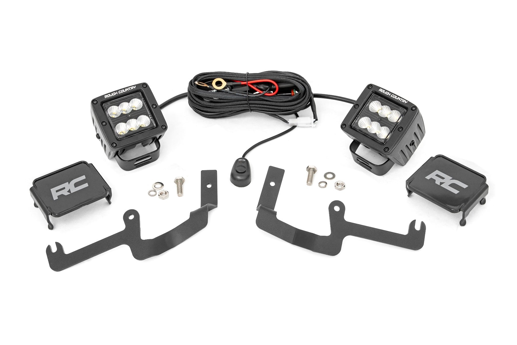 LED Light Kit | Ditch Mount | 2" Black Pair | Flood | Chevy Silverado 1500 (19-26)