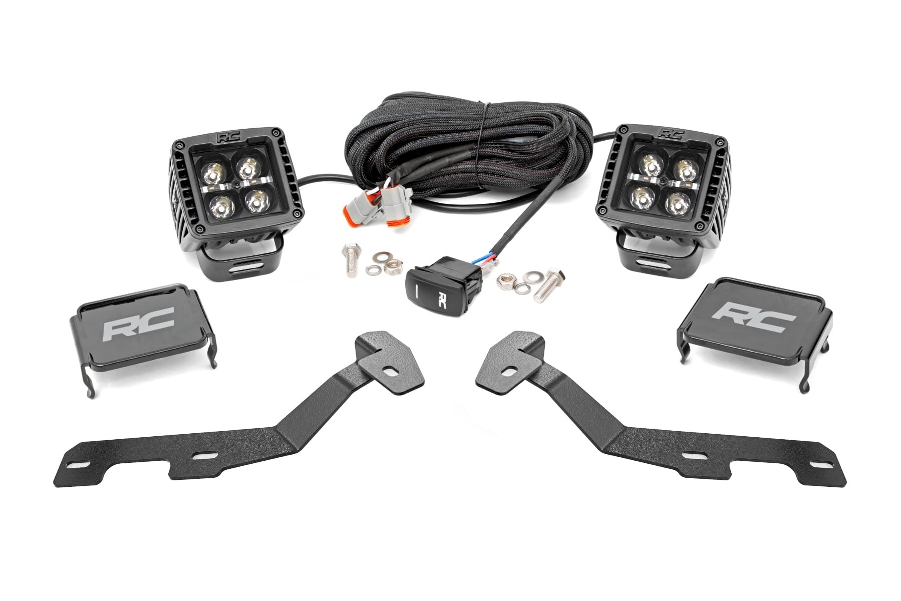 LED Light Kit | Ditch Mount | 2" Black Pair | Amber DRL | Ram 1500 (19-26)