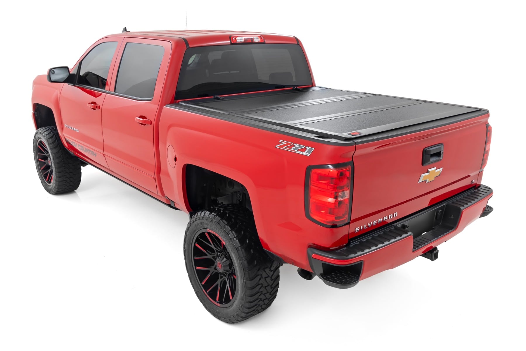 Hard Tri-Fold Flip Up Bed Cover | 6'7" Bed | Rail Cap | Chevy/GMC 1500/2500HD/3500HD (14-19) - Image 3