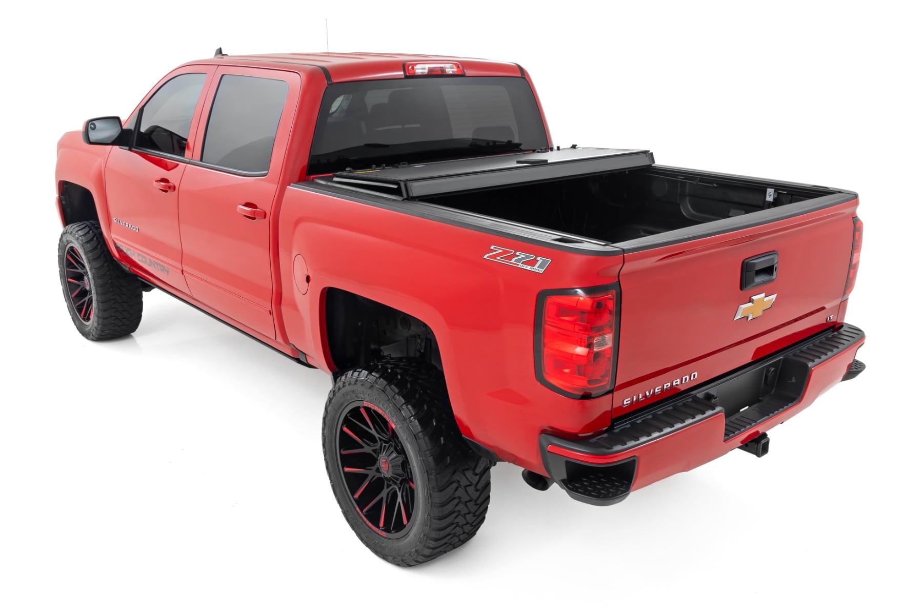 Hard Tri-Fold Flip Up Bed Cover | 6'7" Bed | Rail Cap | Chevy/GMC 1500/2500HD/3500HD (14-19) - Image 4