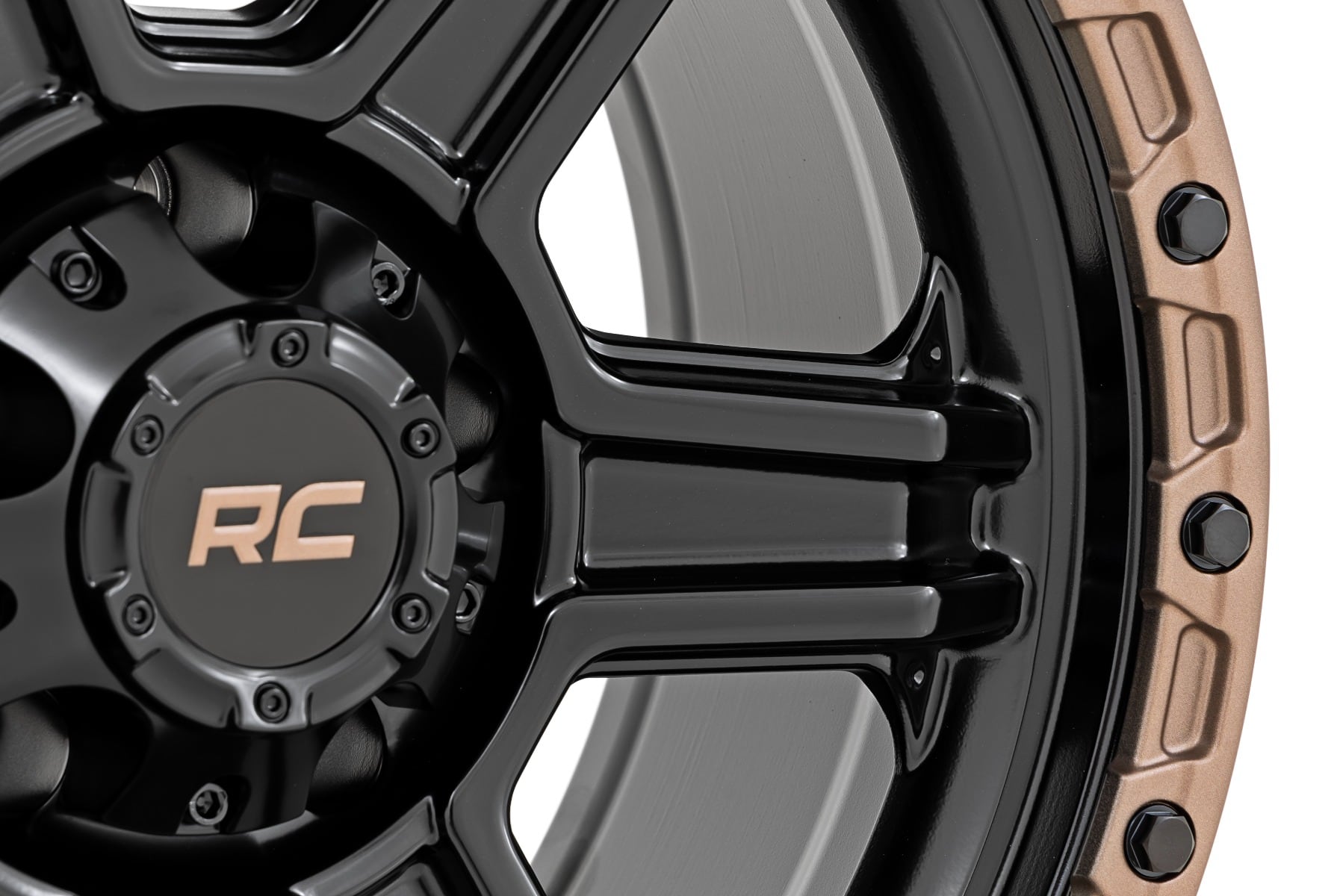 Rough Country 79 Series Wheel | One-Piece | Semi Gloss Black w/Bronze Ring | 15x8 | 5x5.5 | -19mm - Image 4