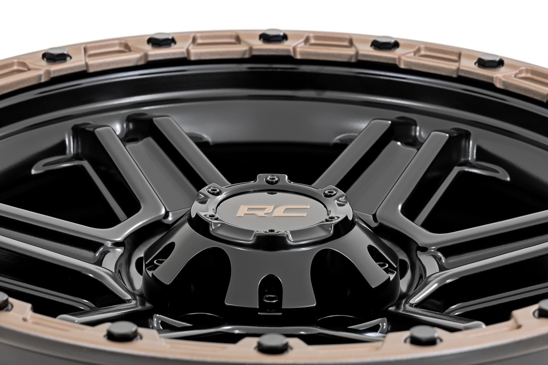 Rough Country 79 Series Wheel | One-Piece | Semi Gloss Black w/Bronze Ring | 15x8 | 5x5.5 | -19mm - Image 5