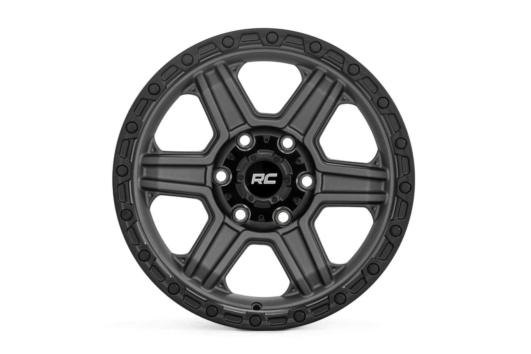 Rough Country 79 Series Wheel | One-Piece | Gunmetal Gray w/Black Ring | 17x8.5 | 6x5.5 | 0mm - Image 2