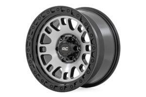 Rough Country 82 Series Wheel | One-Piece | Machined Semi Gloss Black | 17x9 | 5x4.5 | -12mm