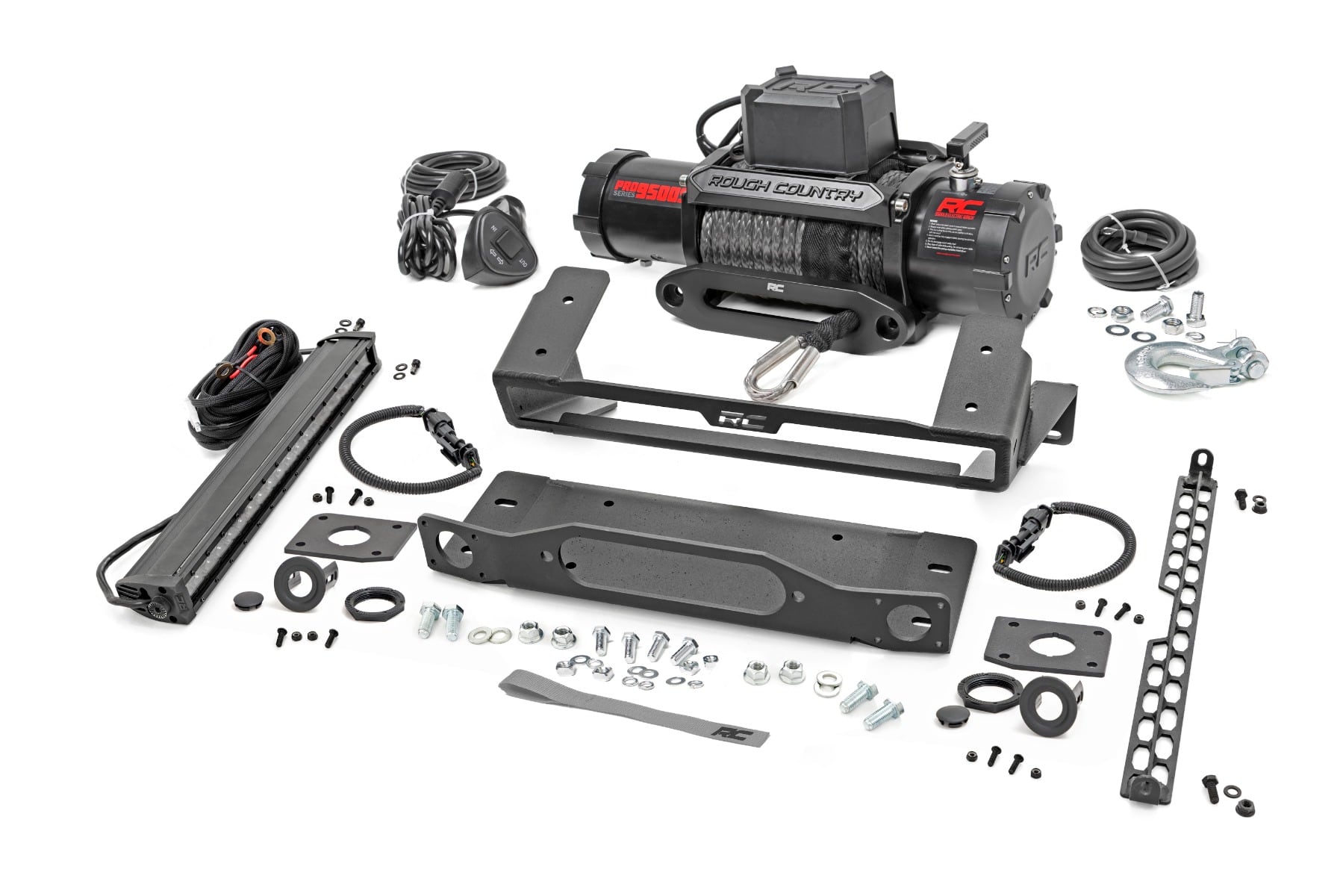 High Winch Mount | All Models | 9500S | 20 Inch Black Single Row LED | Ford Bronco (21-26)