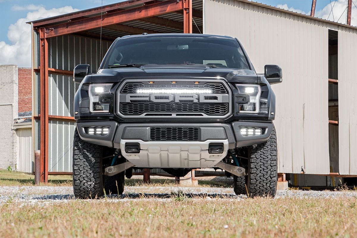 LED Light Kit | Grille Mount | 30" Black Single Row | White DRL | Ford Raptor (17-20) - Image 4
