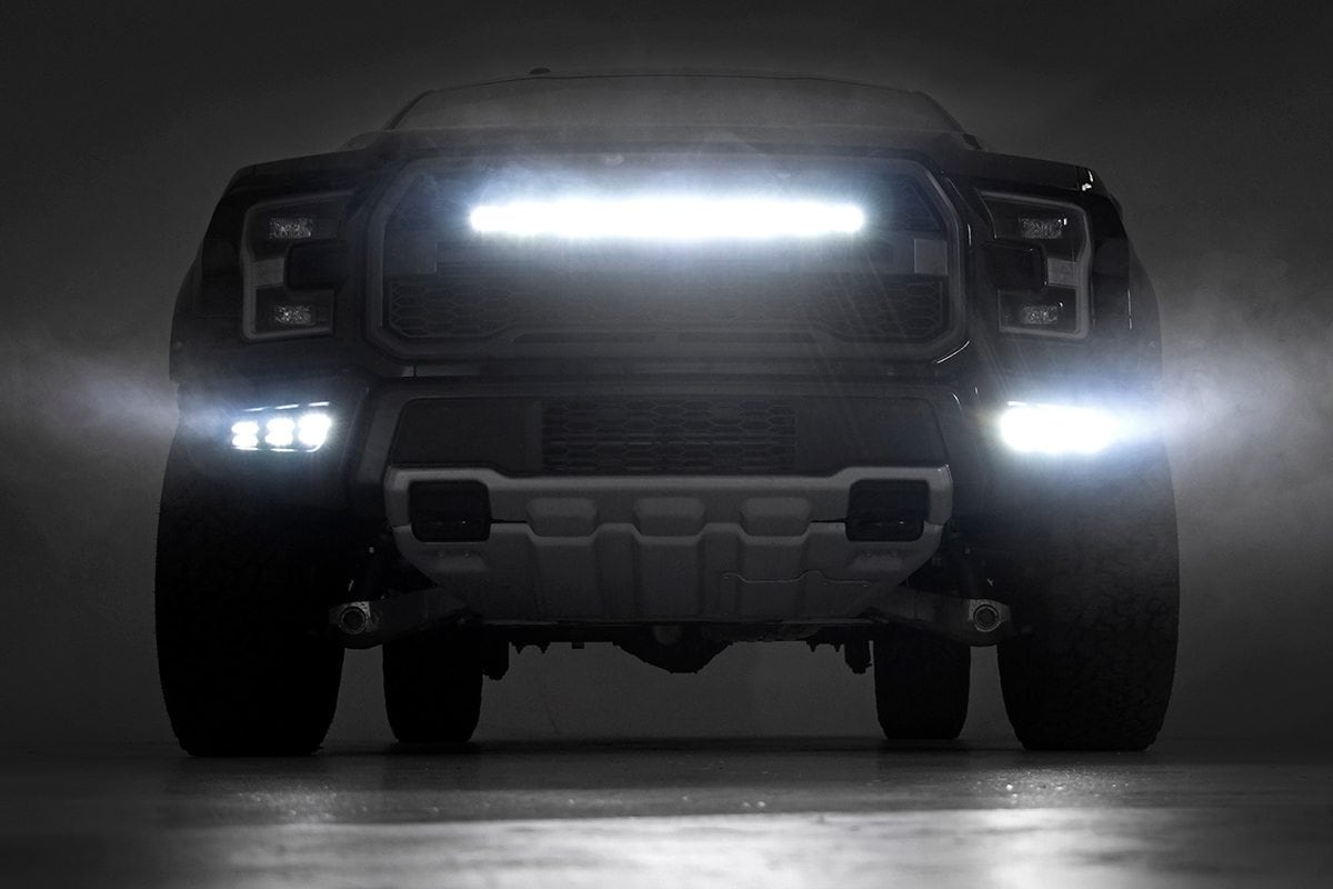 LED Light Kit | Grille Mount | 30" Black Single Row | White DRL | Ford Raptor (17-20) - Image 5