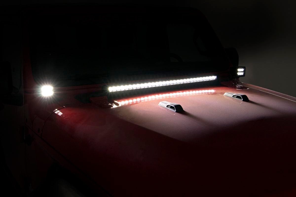 LED Light Kit | Hood Mount | 30" Black Single Row | Jeep Gladiator JT/Wrangler JL (18-26) - Image 6