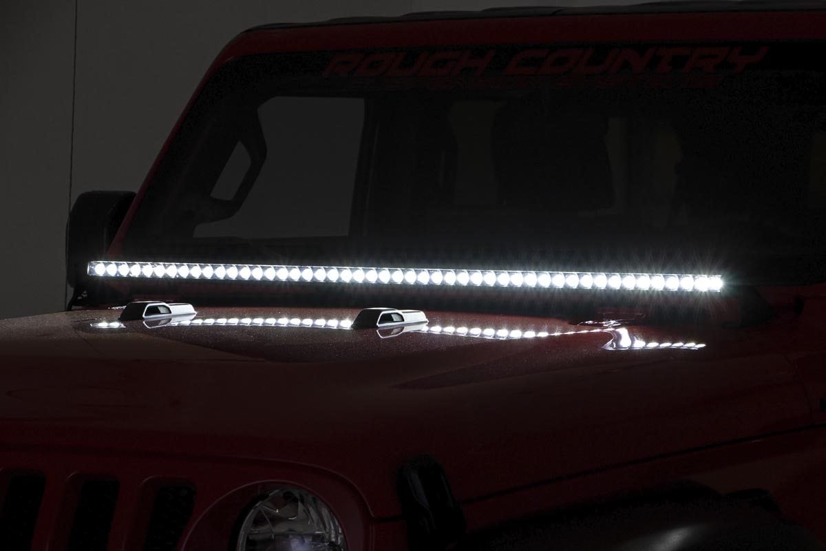 LED Light Kit | Cowl Mount | 50" Black Single Row | Jeep Gladiator JT/Wrangler JL (18-26) - Image 4