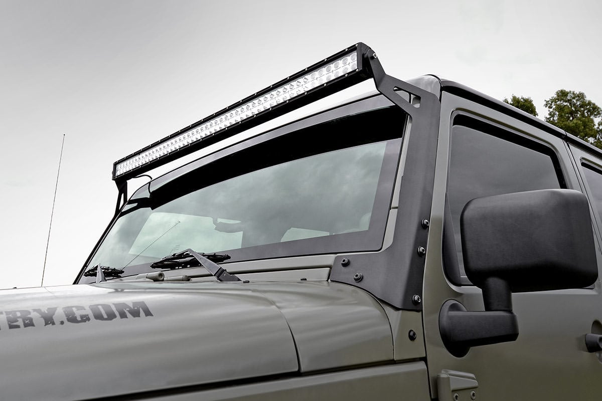 LED Light | Windshield Mnt | 50" Black Dual Row | Amber DRL | Jeep Wrangler JK (07-18) - Image 2